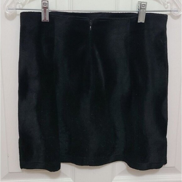 Vtg 90s Y2K Steven Paul Women's Mini Skirt Faux Fur/Crushed Velvet Black Size 4 - Picture 5 of 8